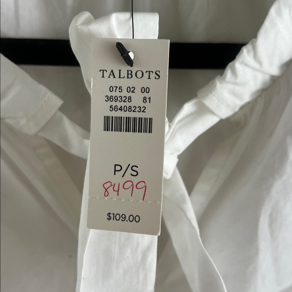 BNWT Talbots Cotton Tie Front Poplin Blouse - Picture 4 of 10